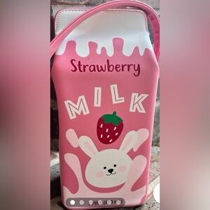 Strawberry Milk Carton Bunny Rabbit Cross Body Bag